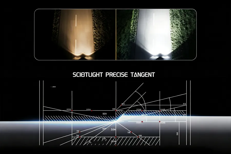 Sharp cutoff line optical testing for automotive LED headlight performance