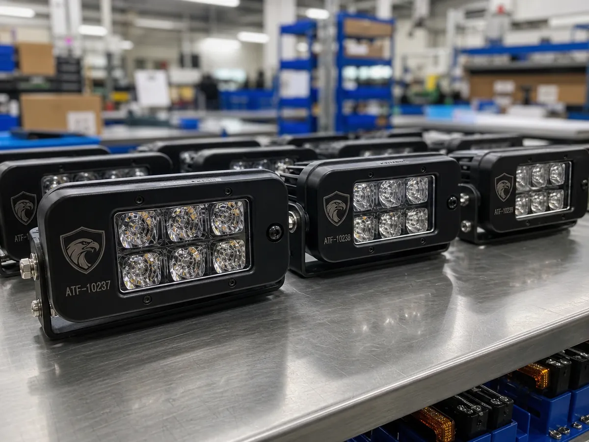 Fleet branded LED lighting with laser engraved asset identification details